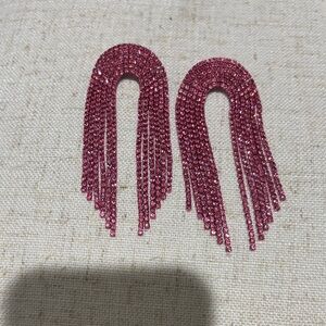 Pink Crystal Fringe Earrings